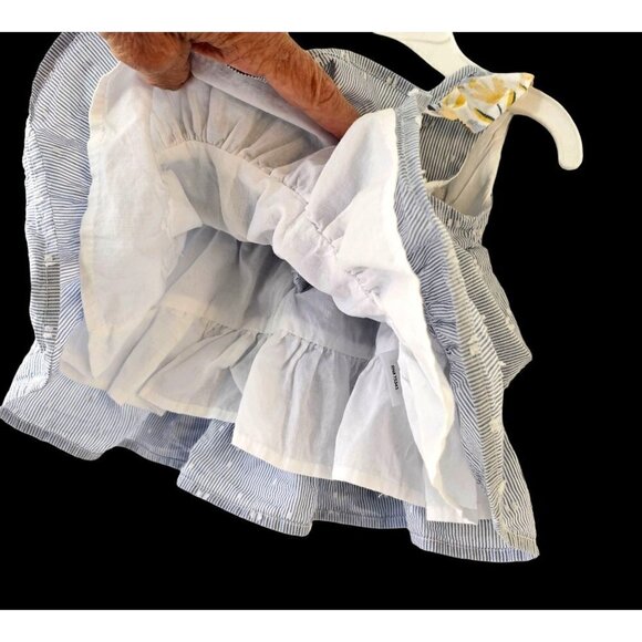 Tahari Baby Ruffled Sundress Blue White Stripe White Cotton Petticoat 3-6Mo - Picture 8 of 10